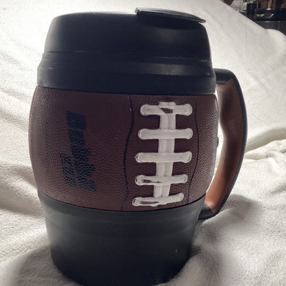 Bubba Keg 52oz Insulated Football Travel Mug Brown Black Textured Pigskin Large
